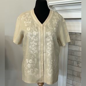 Jones New York Linen Embroidered Top